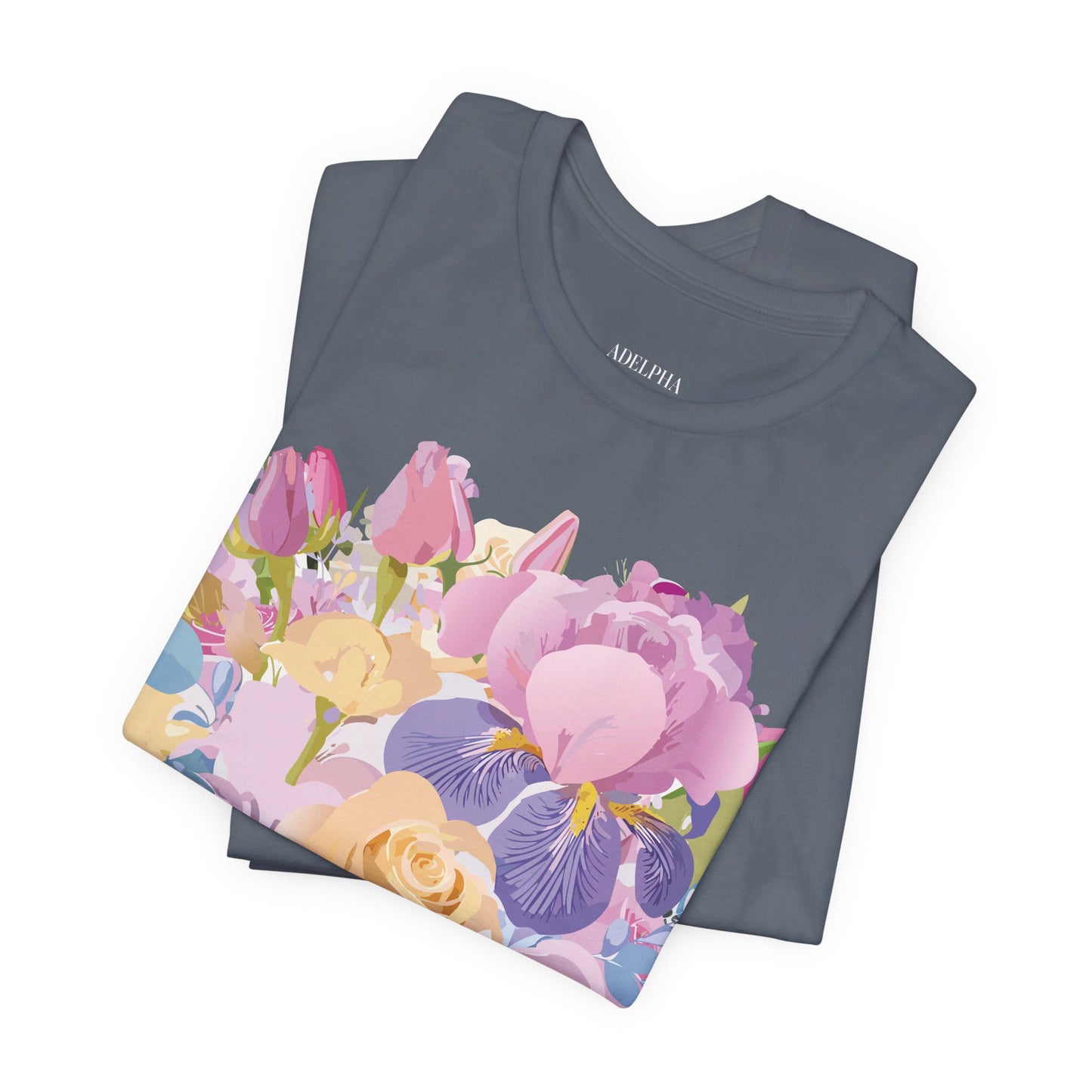 T-shirt en coton naturel avec fleurs