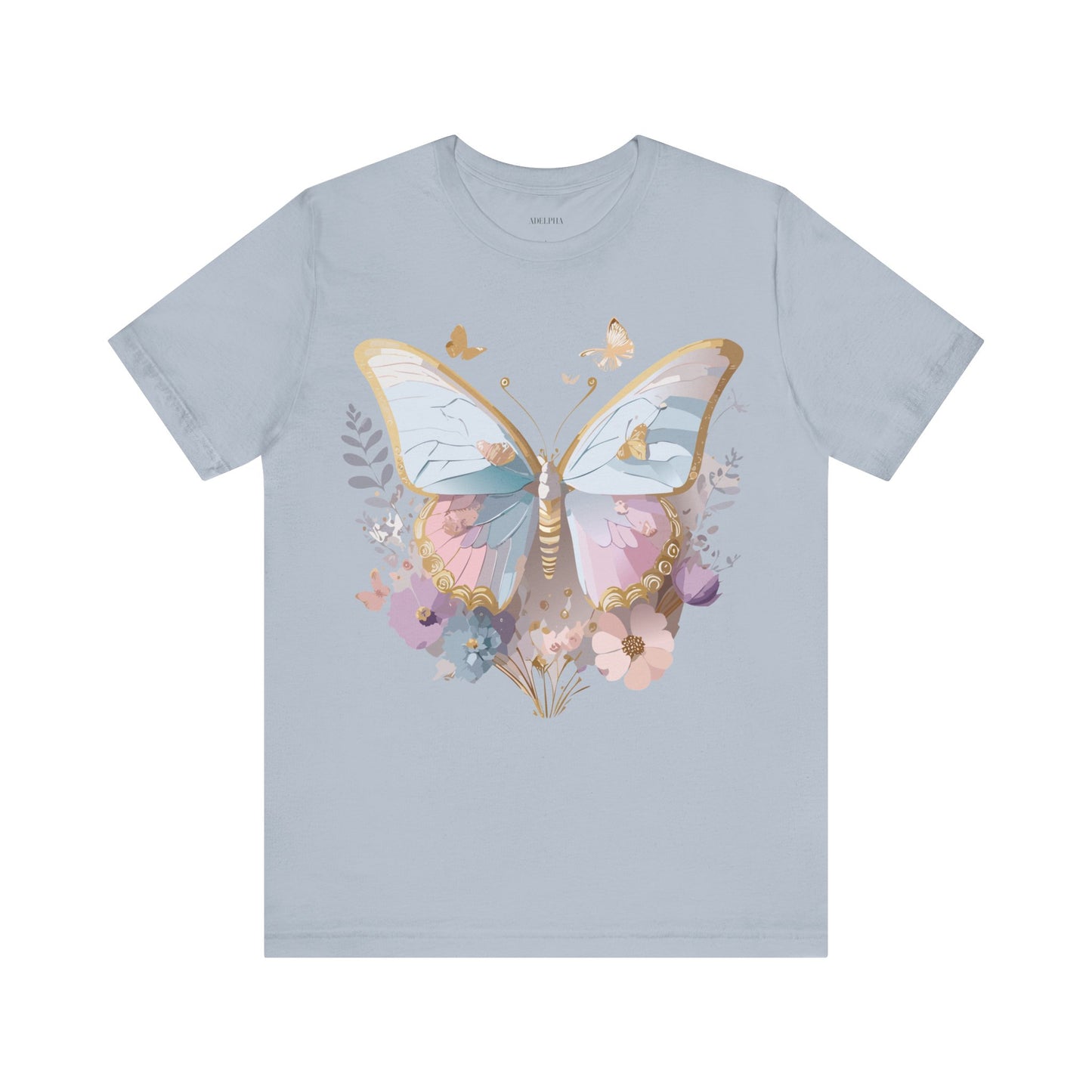 Natural Cotton Tee Shirt with Butterfly