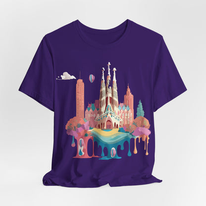 Natural Cotton Tee Shirt - Beautiful Places Collection - Barcelona Printify