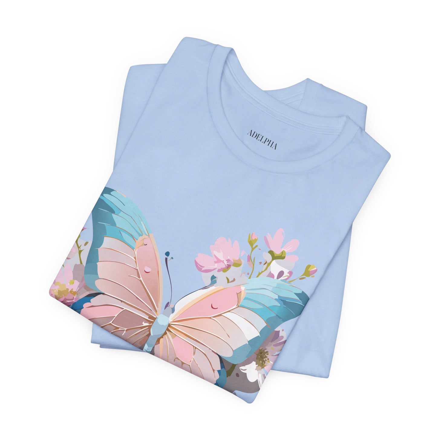 Natural Cotton Tee Shirt with Butterfly