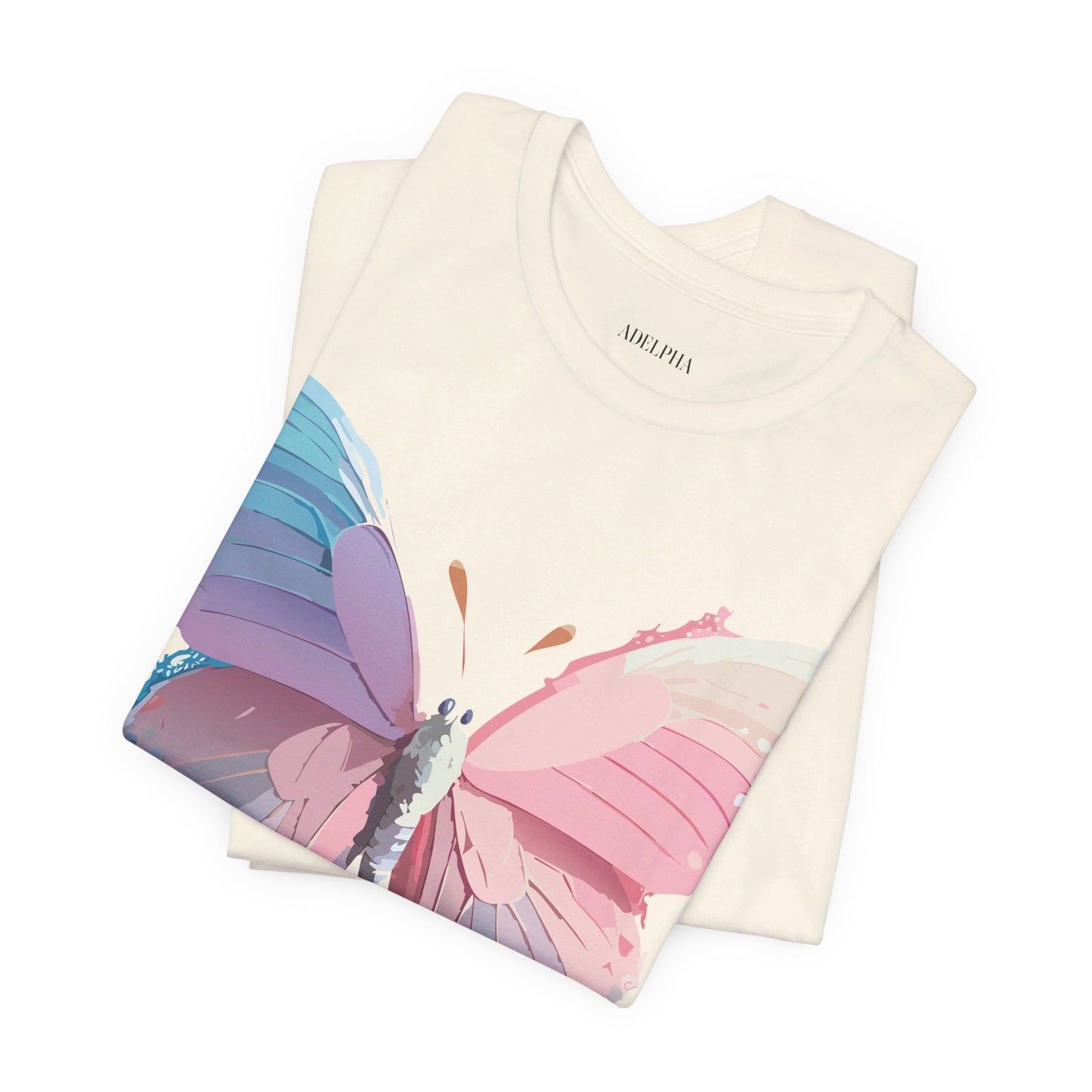 Natural Cotton Tee Shirt with Butterfly