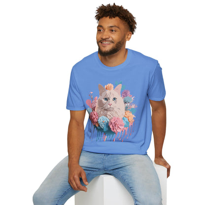 Cat Shirt Unisex Short Sleeve Cat Tee Kitten Design Gildan Softstyle 64000 Tee