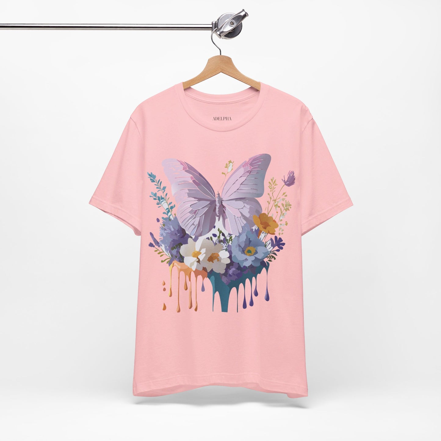 Natural Cotton Tee Shirt with Butterfly