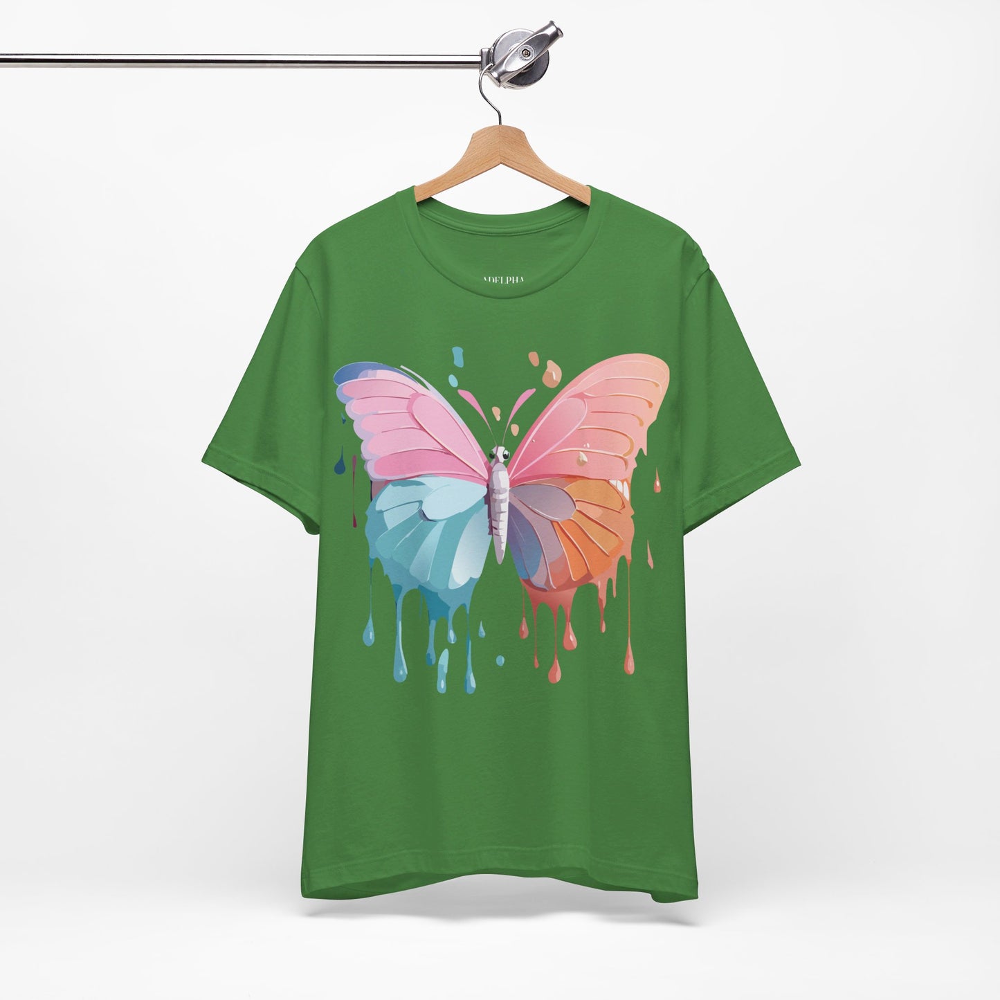 Natural Cotton Tee Shirt with Butterfly