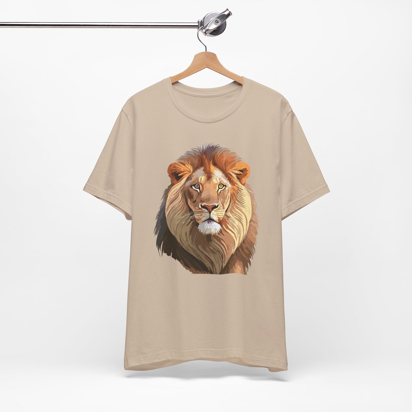 Safari Lion Head Illustration T-Shirt Unisex Cotton Realistic Lion Portrait Tee 3