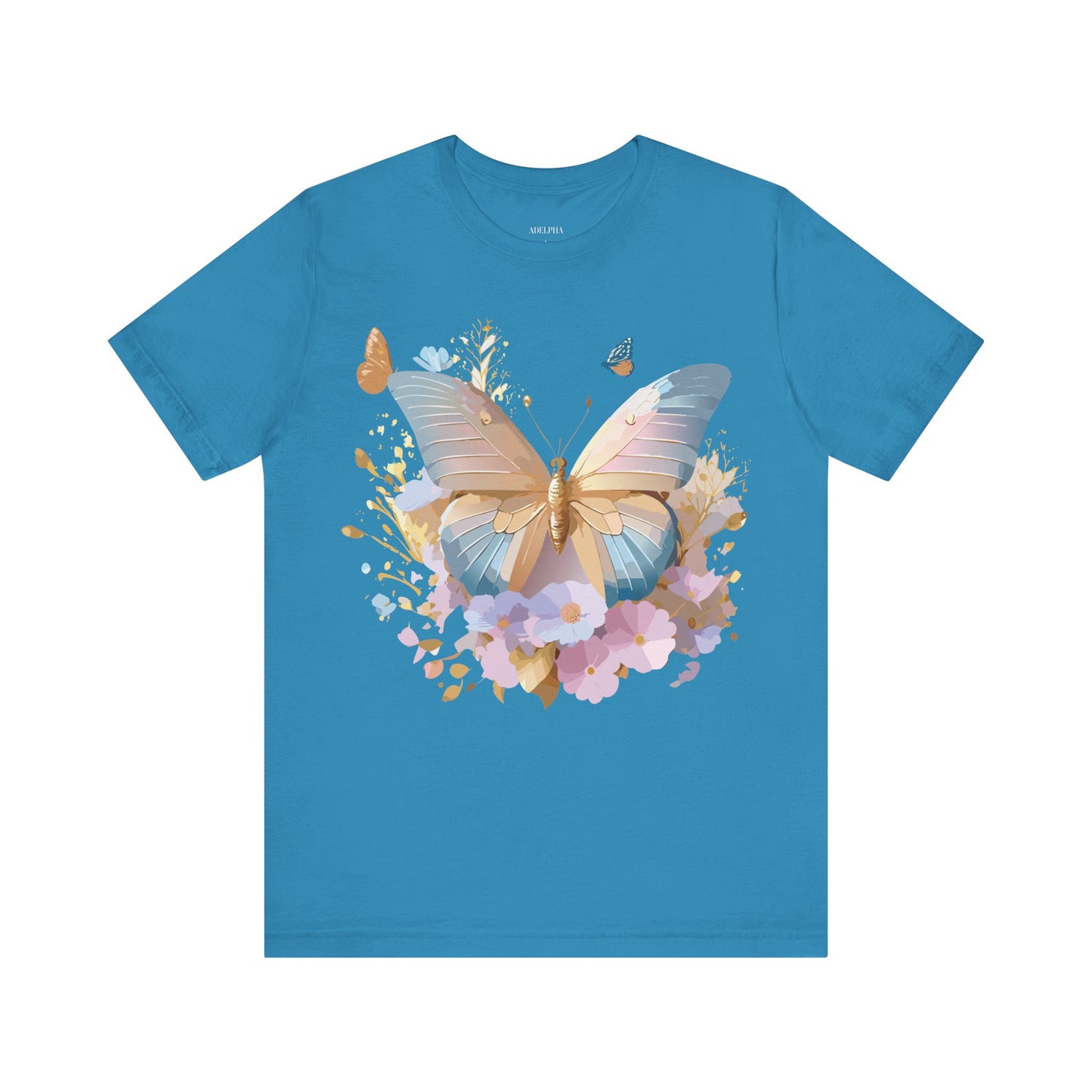 Natural Cotton Tee Shirt with Butterfly