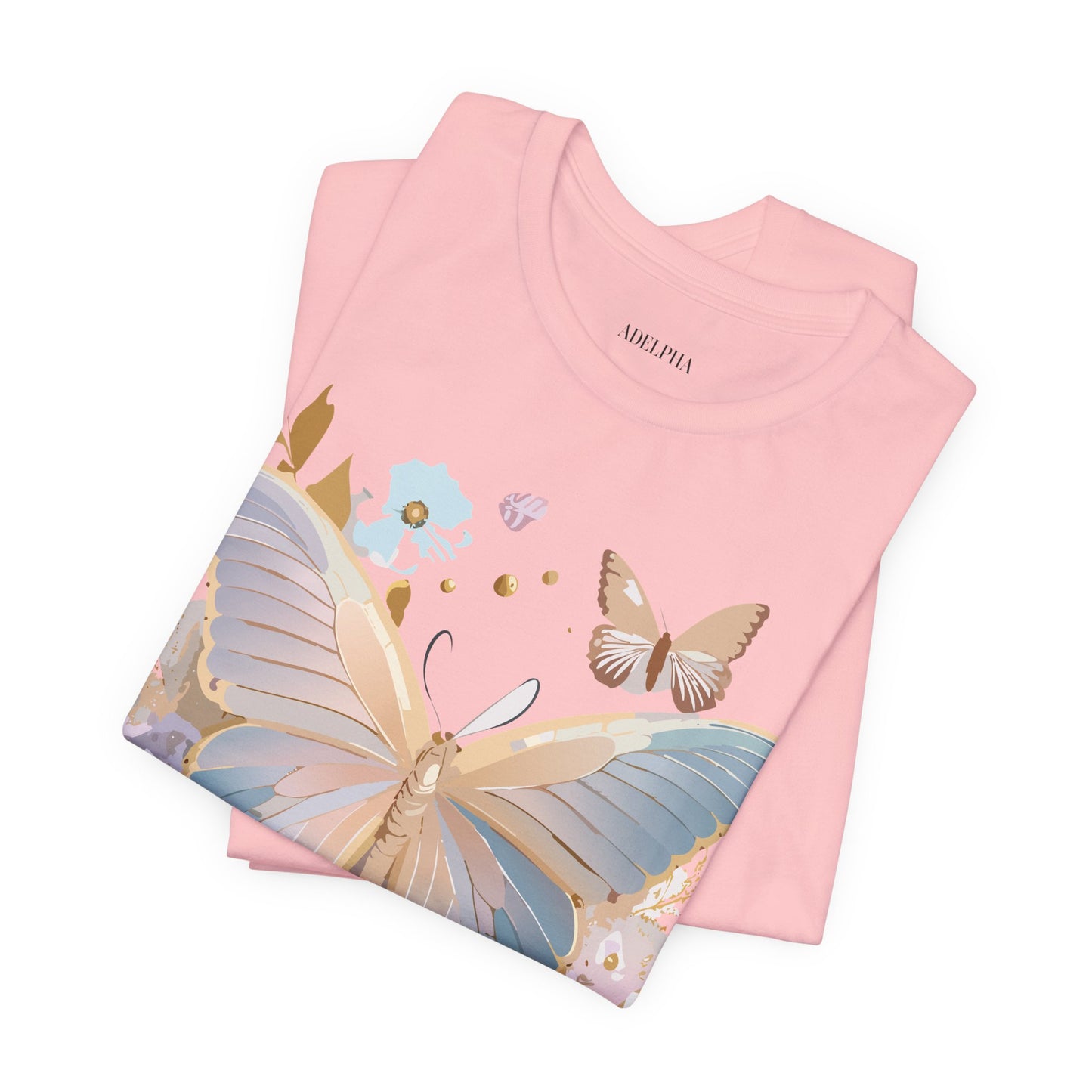 Natural Cotton Tee Shirt with Butterfly