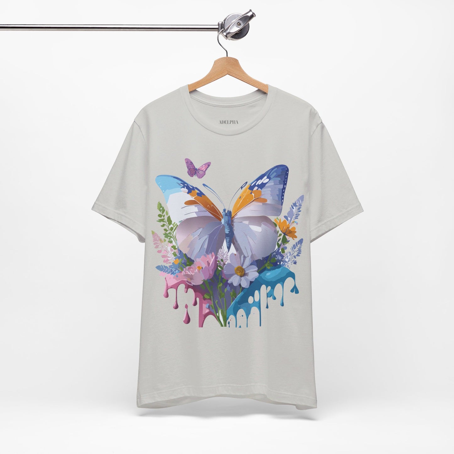 Natural Cotton Tee Shirt with Butterfly