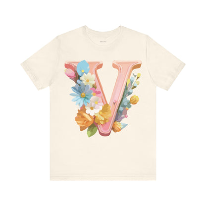 Natural Cotton Tee Shirt - Letters Collection - V Printify