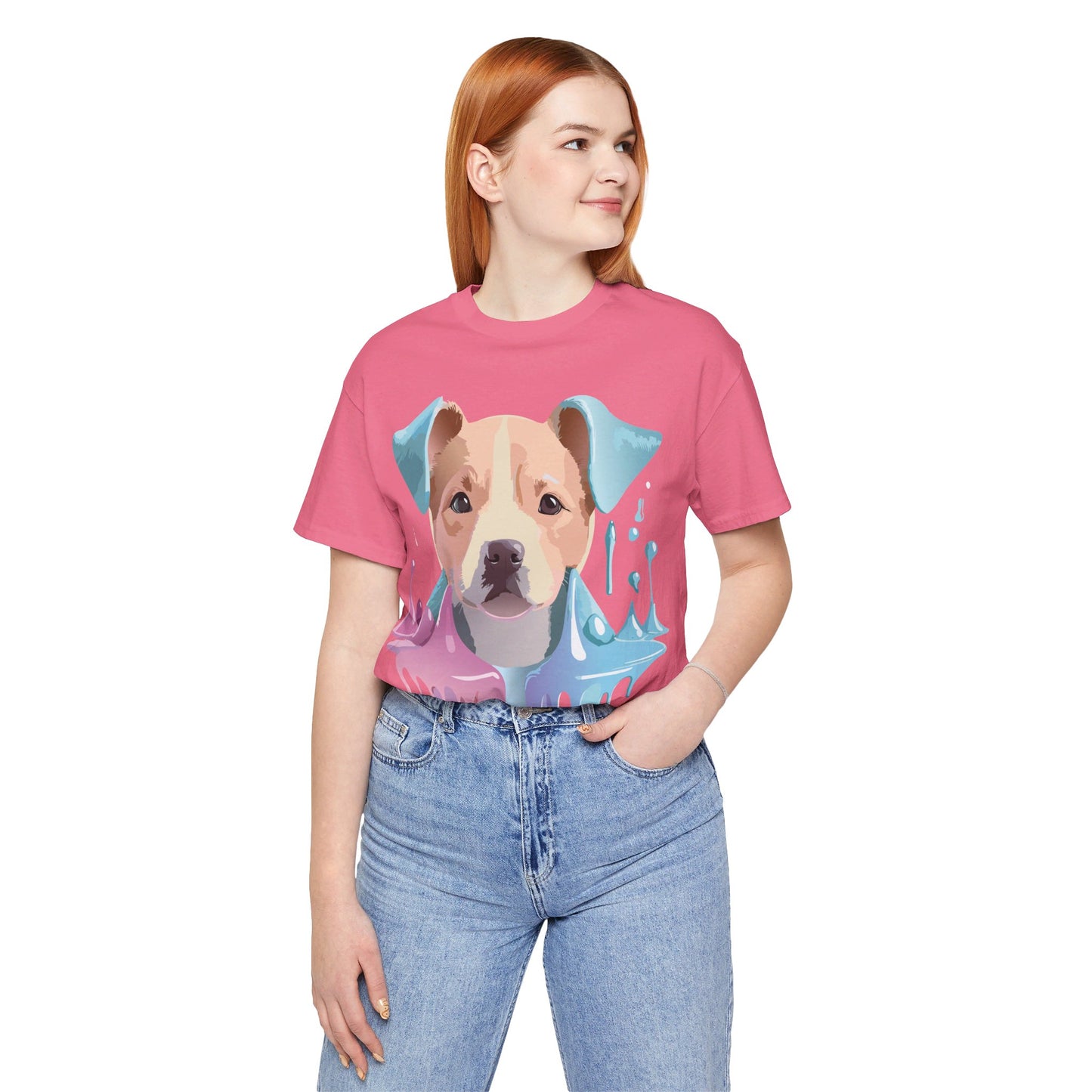 Natural Cotton Tee Shirt with Dog