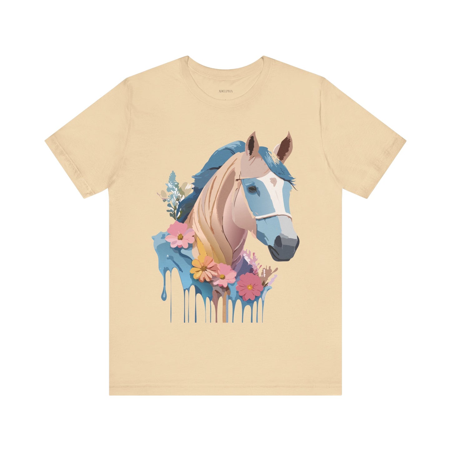 Natural Cotton Tee Shirt with Horse