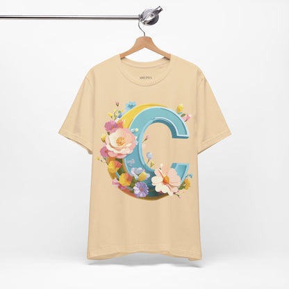 Natural Cotton Tee Shirt - Letters Collection - C Printify