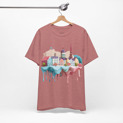 Natural Cotton Tee Shirt - Beautiful Places Collection - Warnemünde and Rostock - Germany Printify