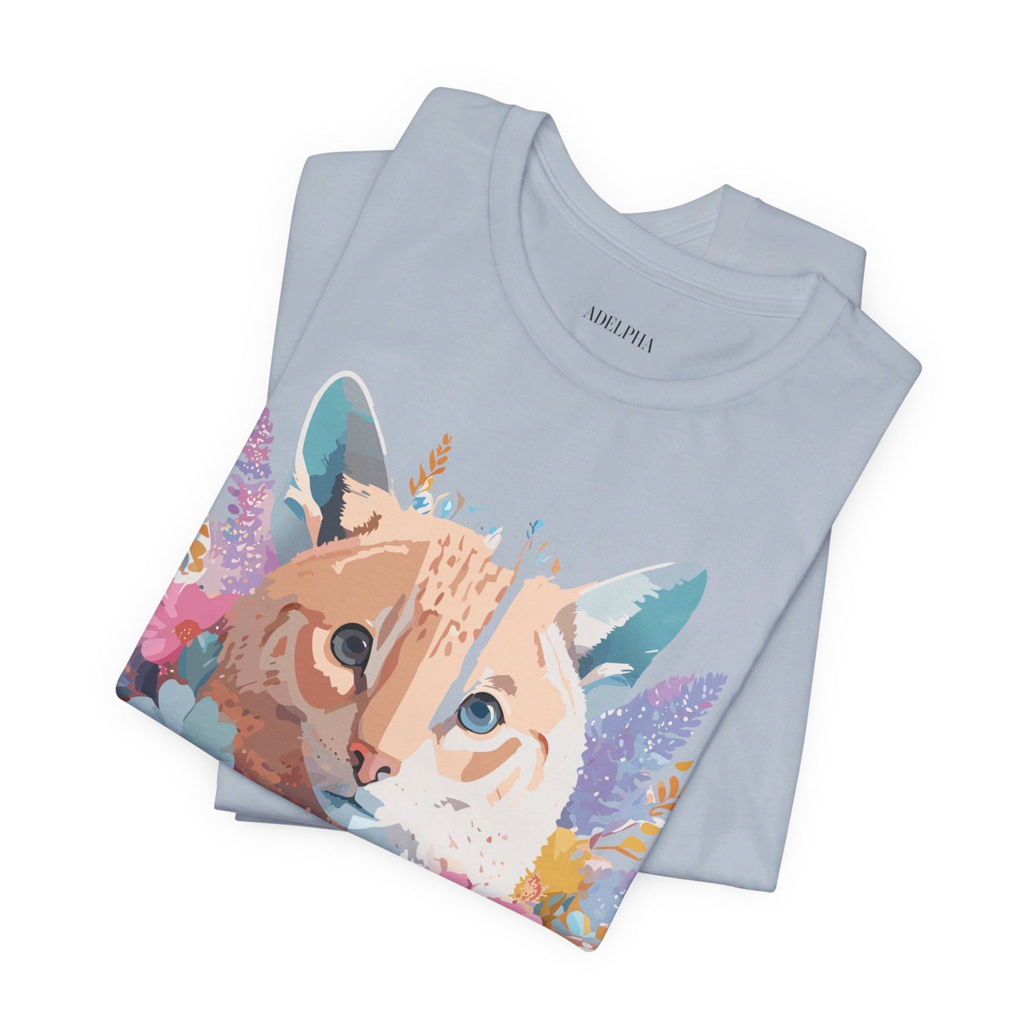 Natural Cotton Tee Shirt with Cat