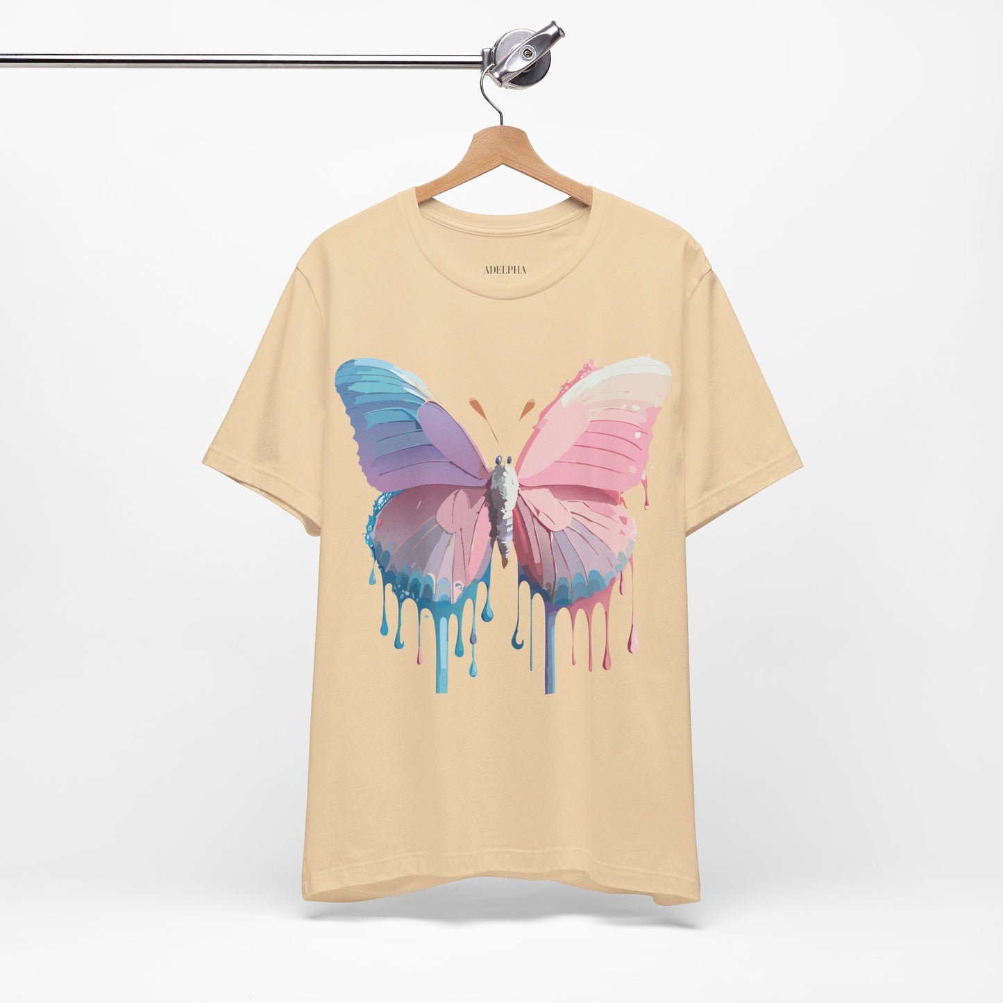 Natural Cotton Tee Shirt with Butterfly