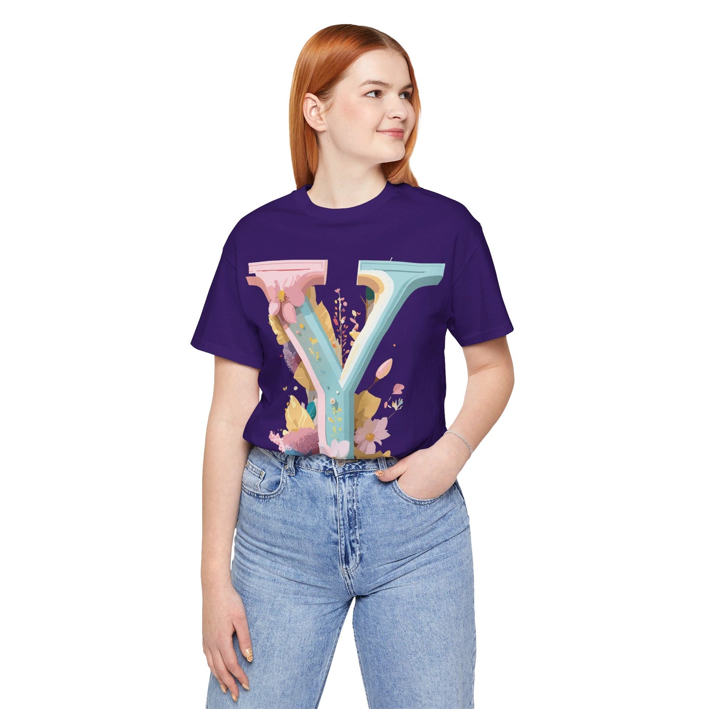 Natural Cotton Tee Shirt - Letters Collection - Y