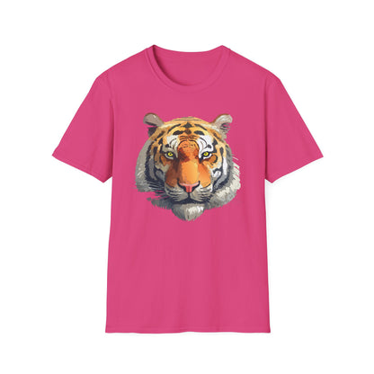 Tiger Print T Shirt Unisex Animal Tee 100 Percent Cotton Softstyle Gildan 64000