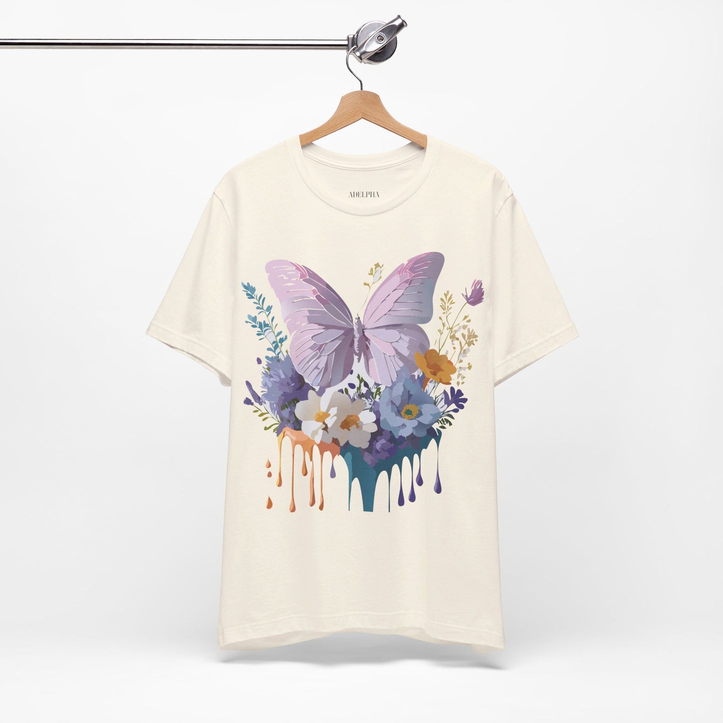 Natural Cotton Tee Shirt with Butterfly