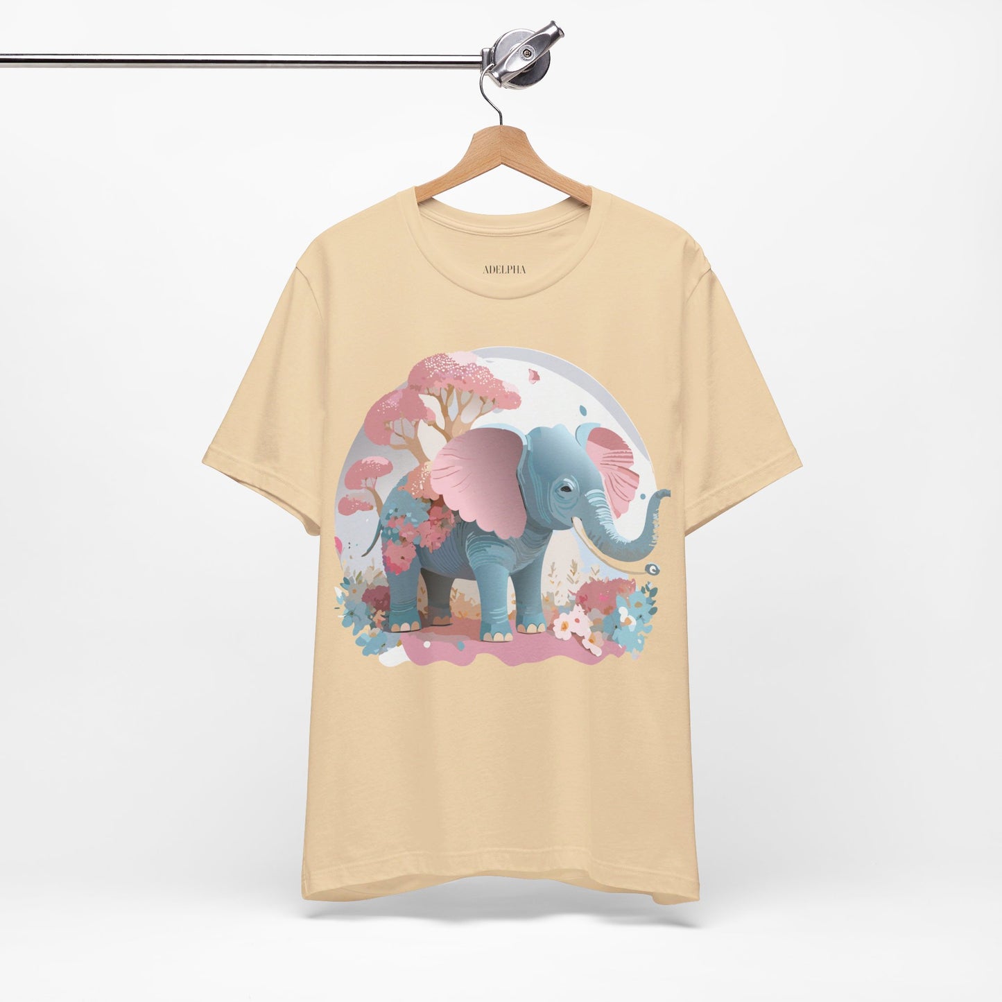 Natural Cotton Tee Shirt with Elephant