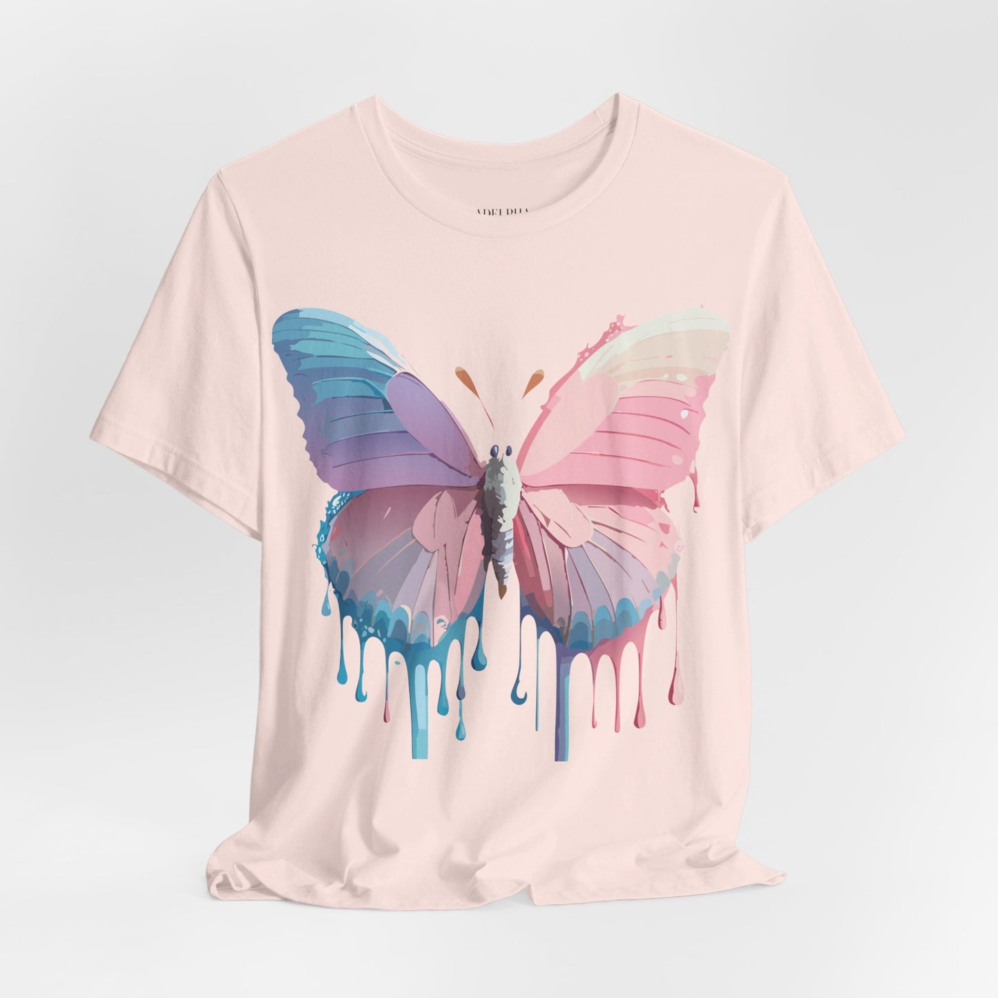 Natural Cotton Tee Shirt with Butterfly