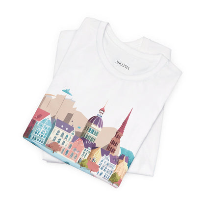 Natural Cotton Tee Shirt - Beautiful Places Collection - Warnemünde and Rostock - Germany Printify