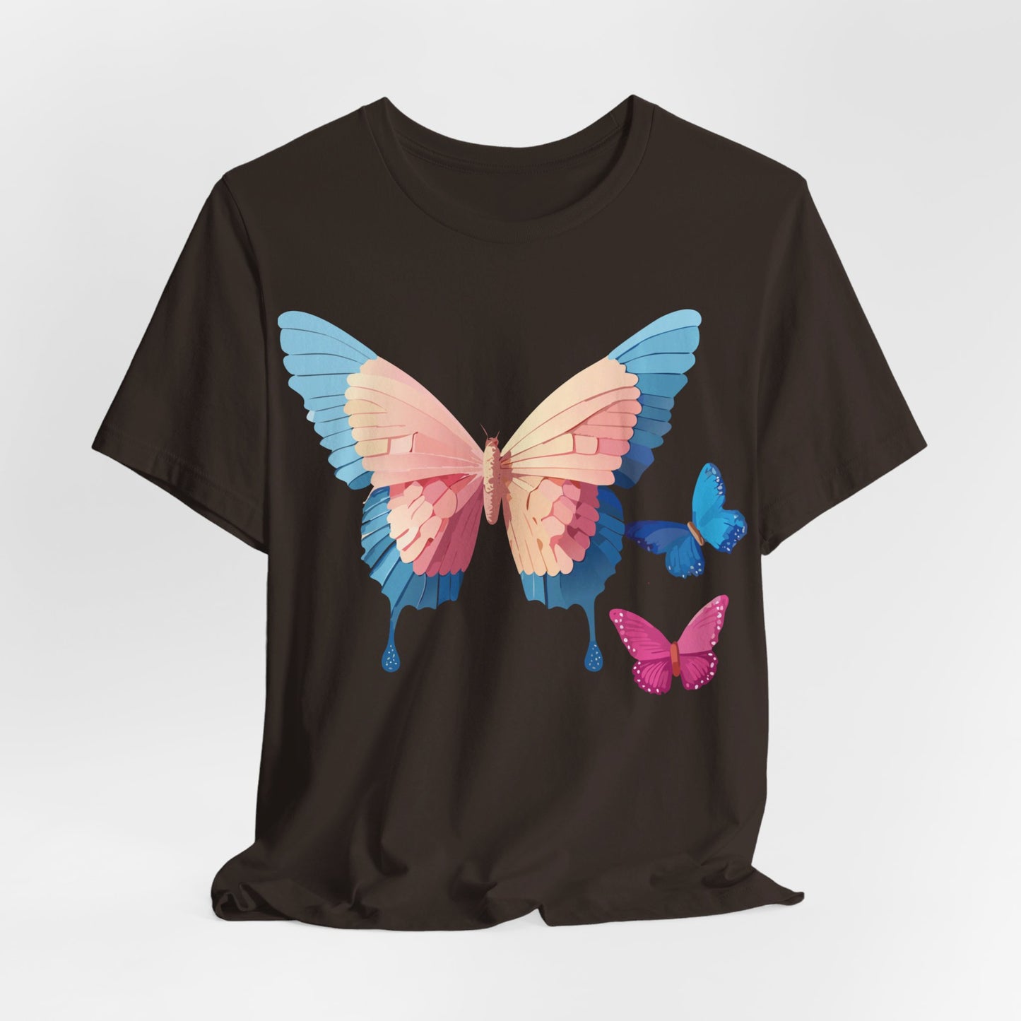 Natural Cotton Tee Shirt with Butterfly