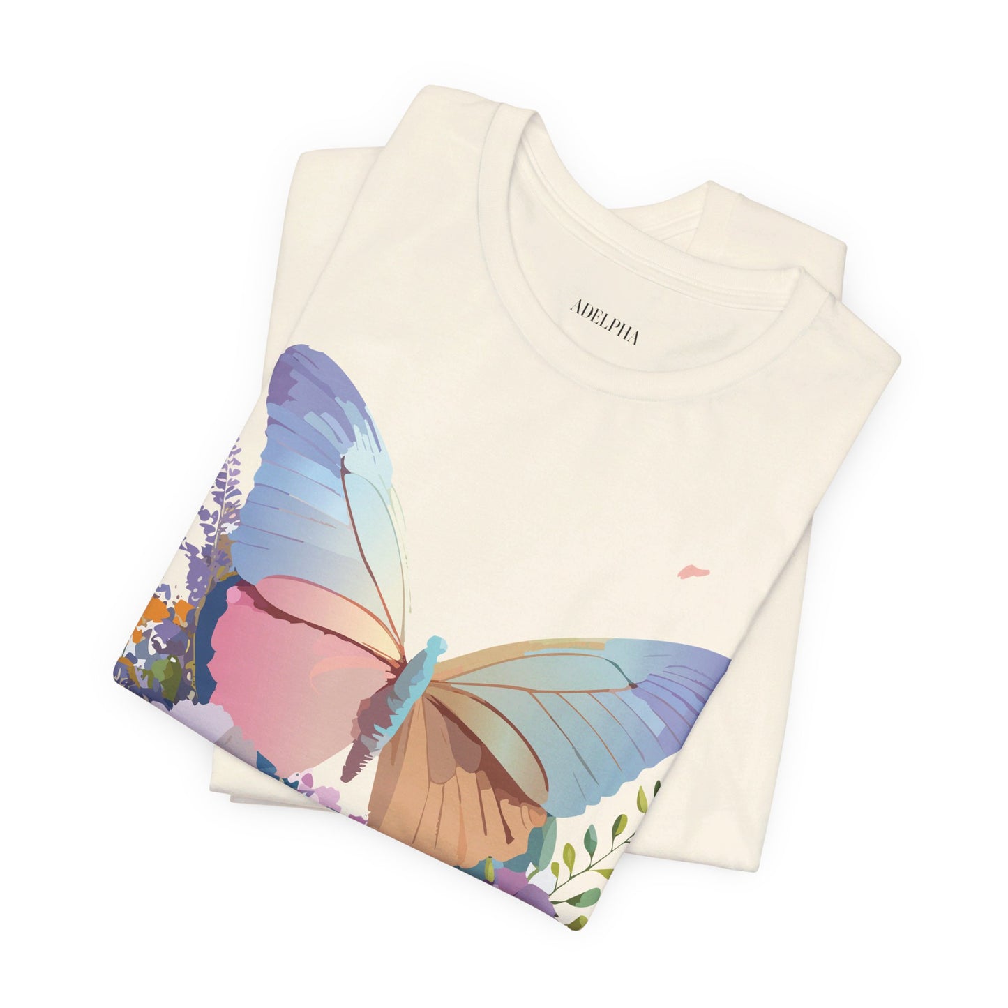 Natural Cotton Tee Shirt with Butterfly