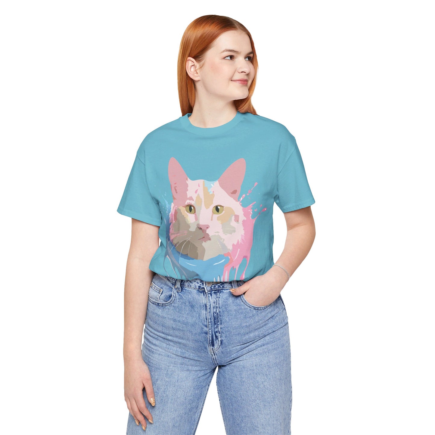 Natural Cotton Tee Shirt with Cat