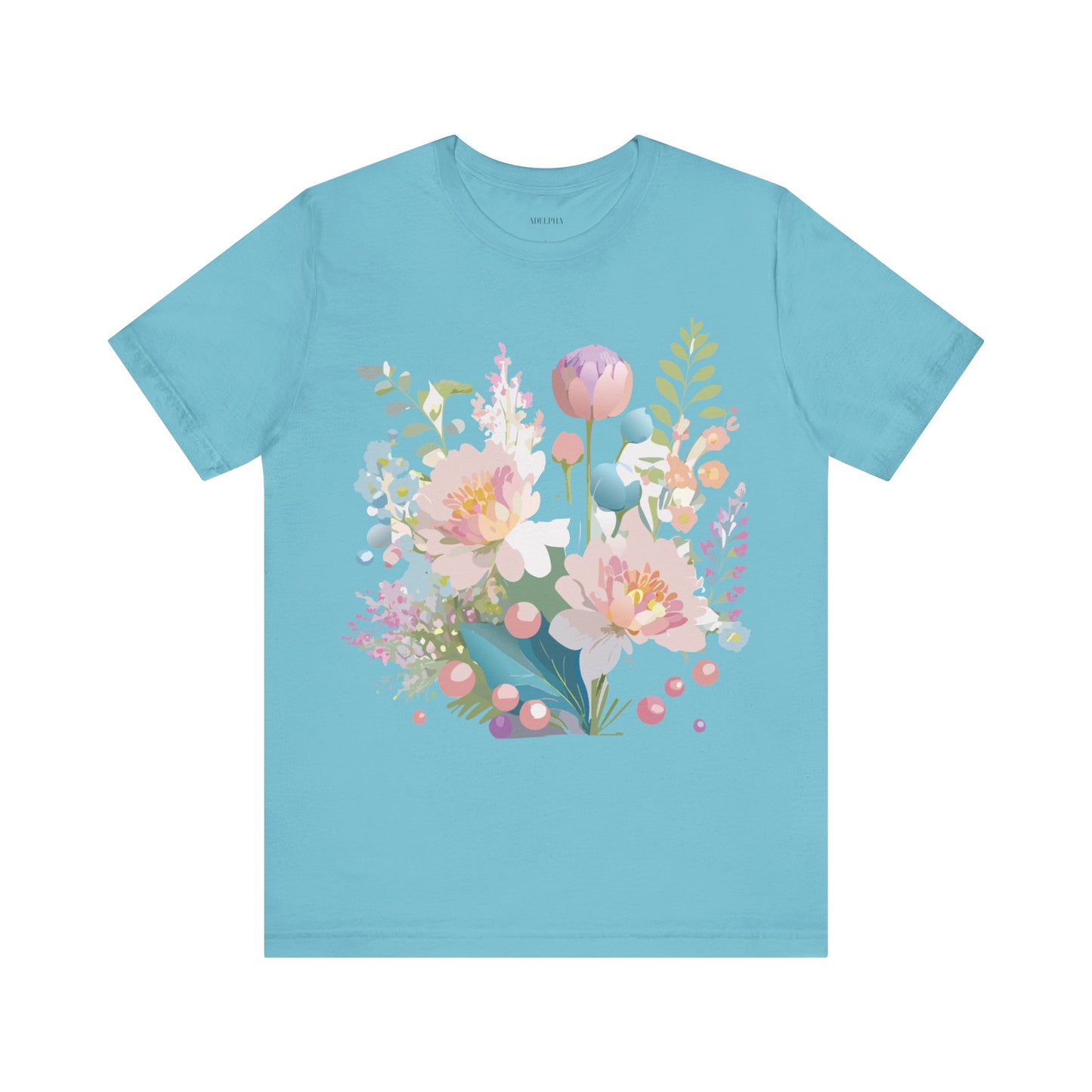 Natural Cotton Tee Shirt with Flowers