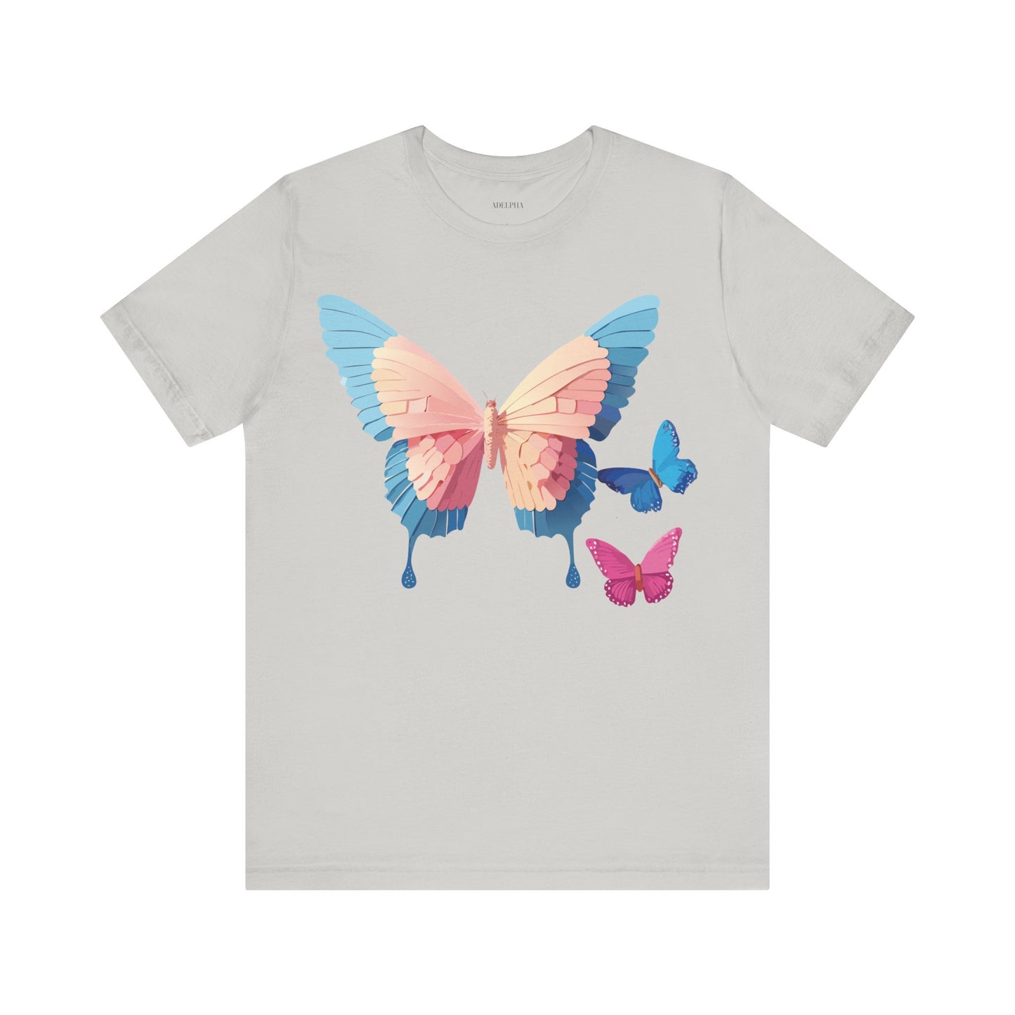 Natural Cotton Tee Shirt with Butterfly