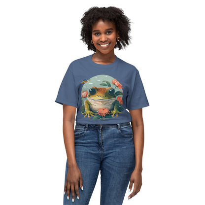 Vintage Frog Art T Shirt With Floral Full Color Print Unisex Tee