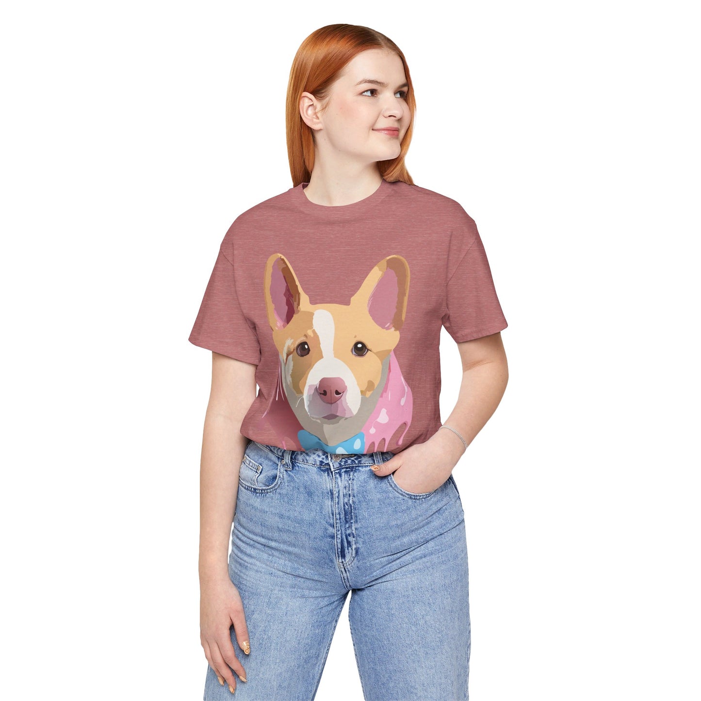 Natural Cotton Tee Shirt with Dog