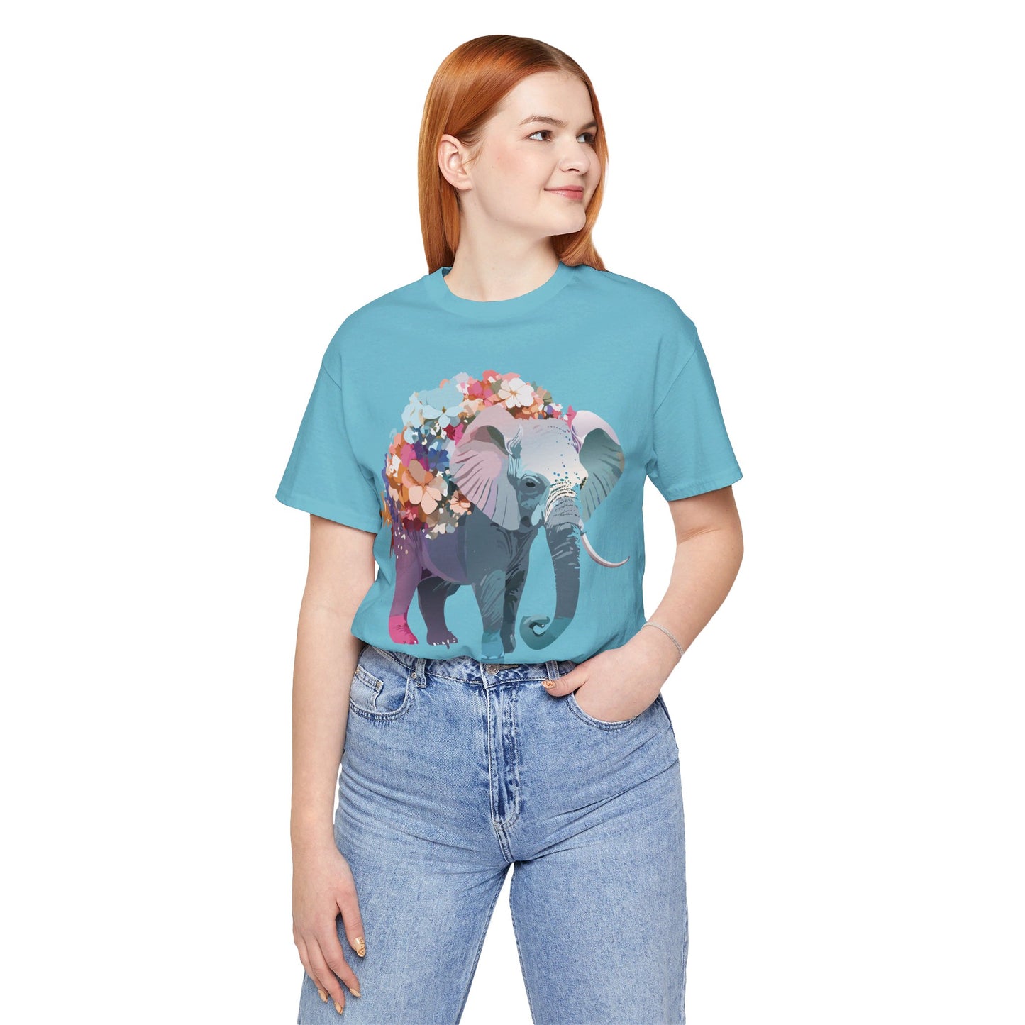 Natural Cotton Tee Shirt with Elephant