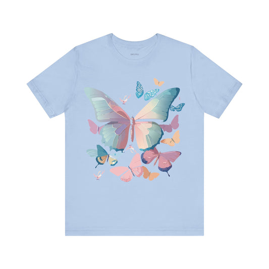 Natural Cotton Tee Shirt with Butterfly