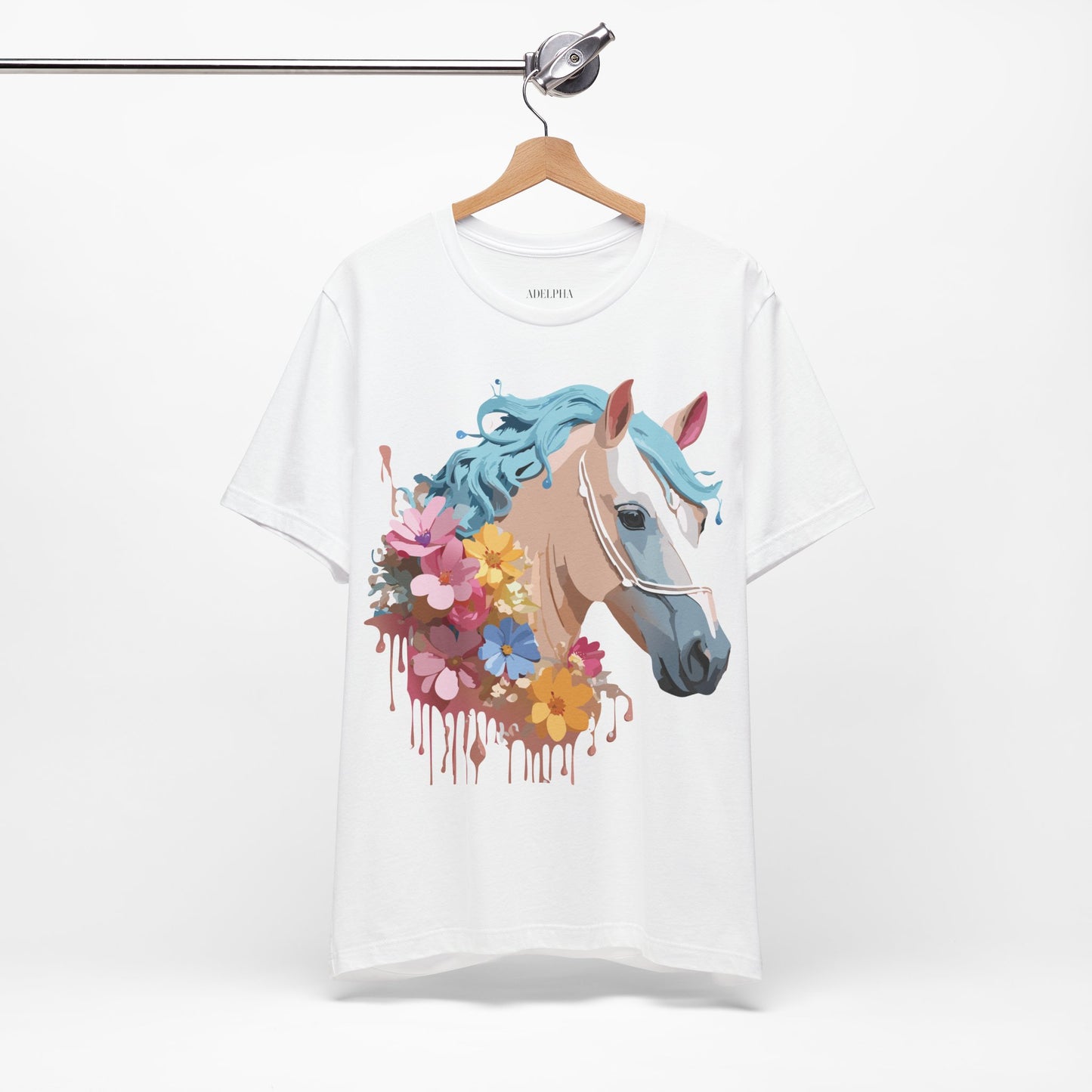 Natural Cotton Tee Shirt with Horse