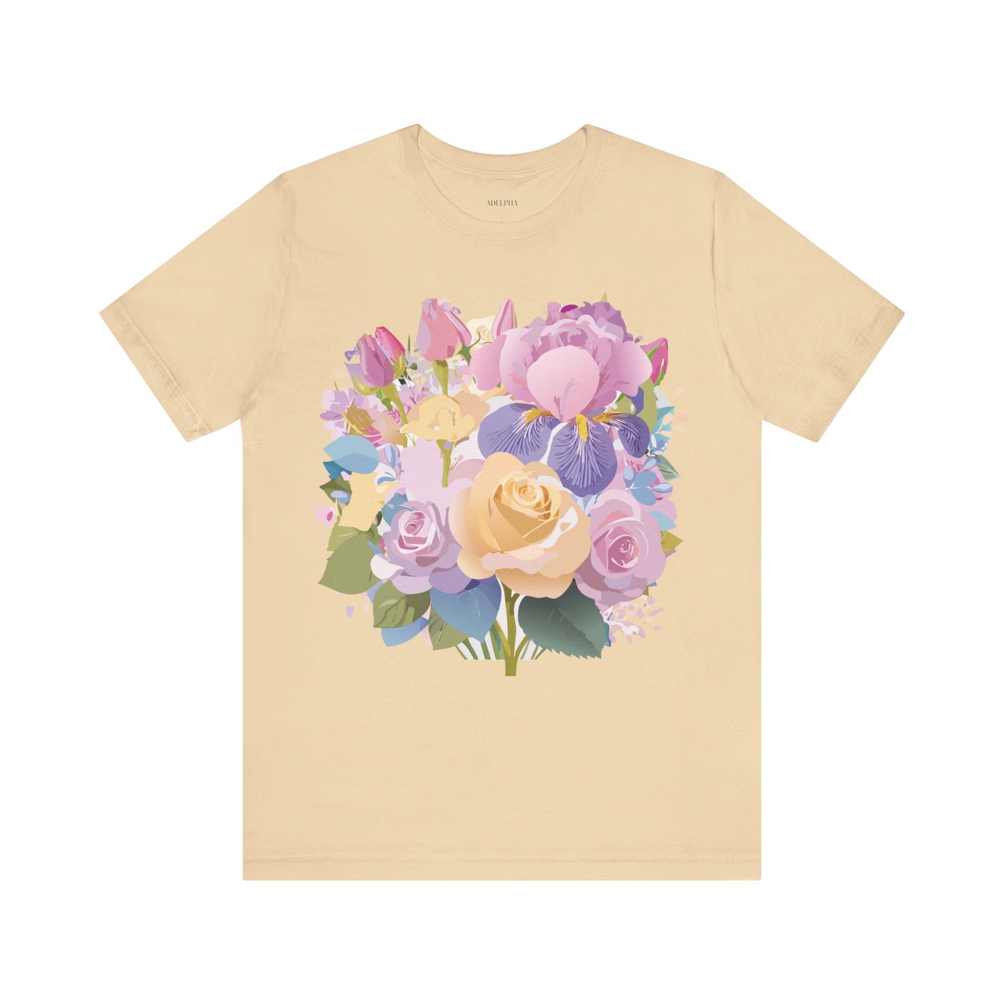 Natural Cotton Tee Shirt with Flowers