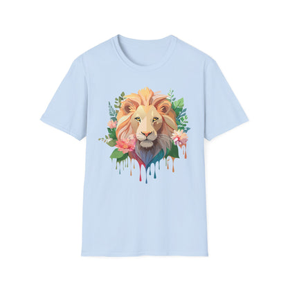 Gildan Unisex Lion Shirt Floral Lion Tee Animal Print Softstyle Tee