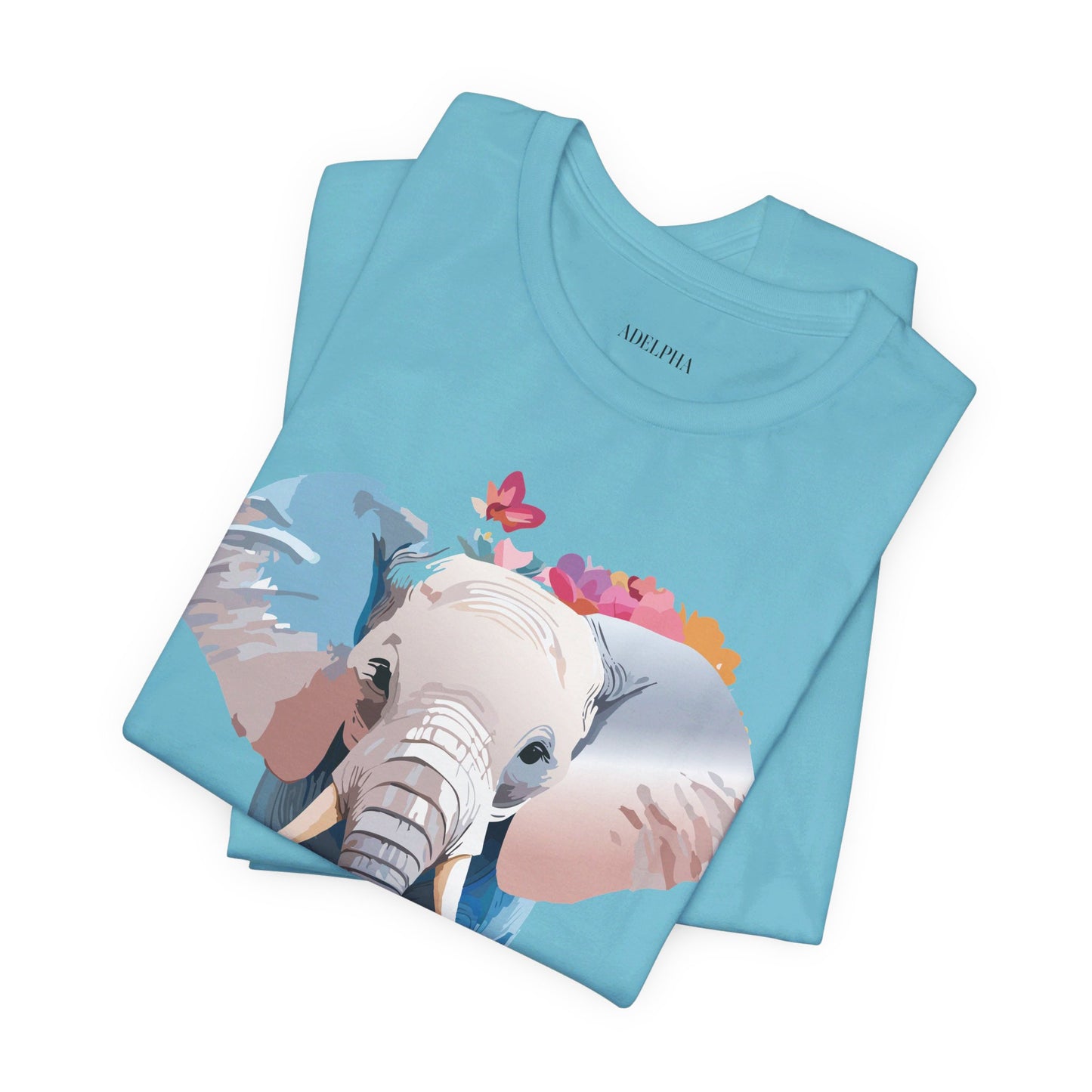 Natural Cotton Tee Shirt with Elephant