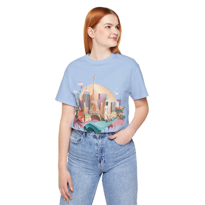 Natural Cotton Tee Shirt - Beautiful Places Collection - Paris Printify