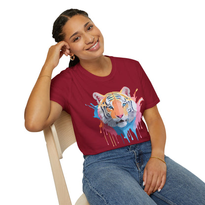 Tiger Print Unisex Softstyle T Shirt Gildan 64000 Comfort Tee