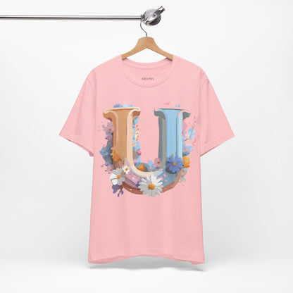 Natural Cotton Tee Shirt - Letters Collection - U Printify