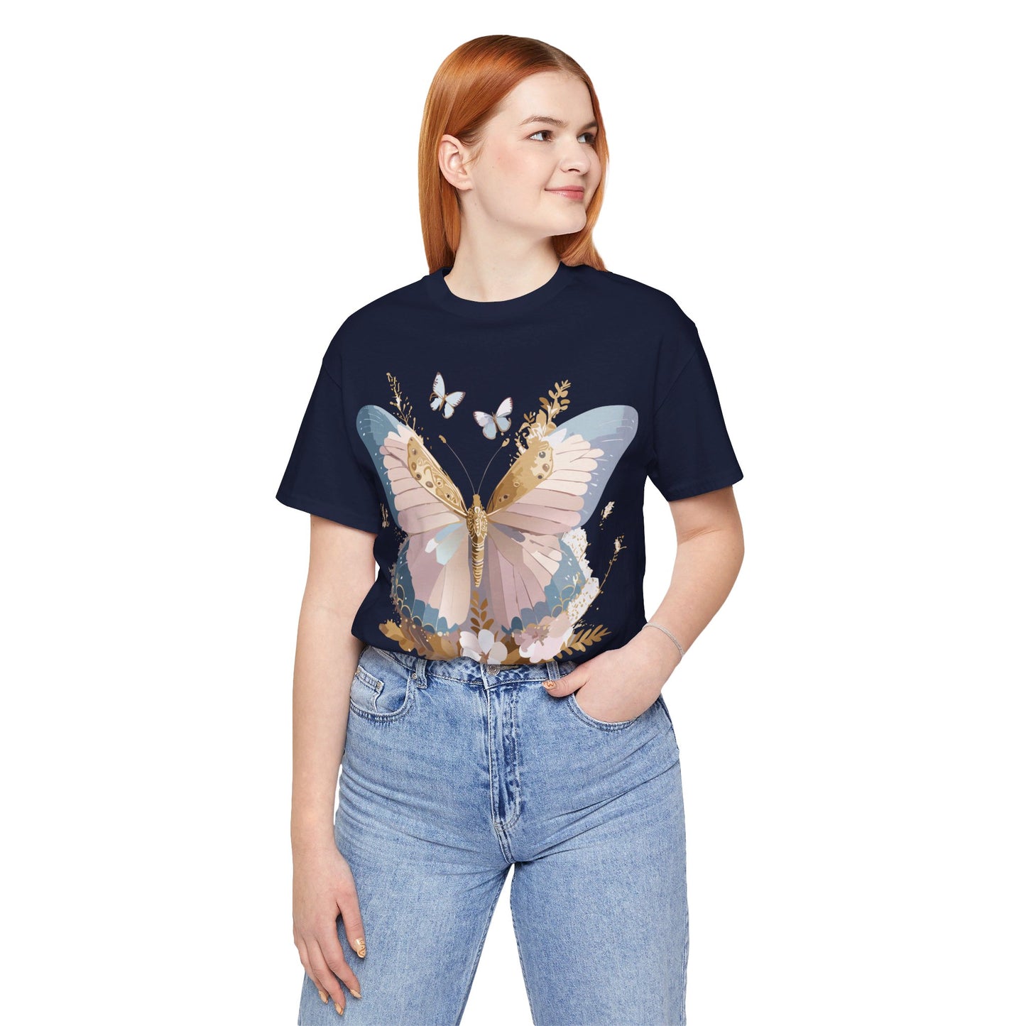 T-shirt en coton naturel avec papillon