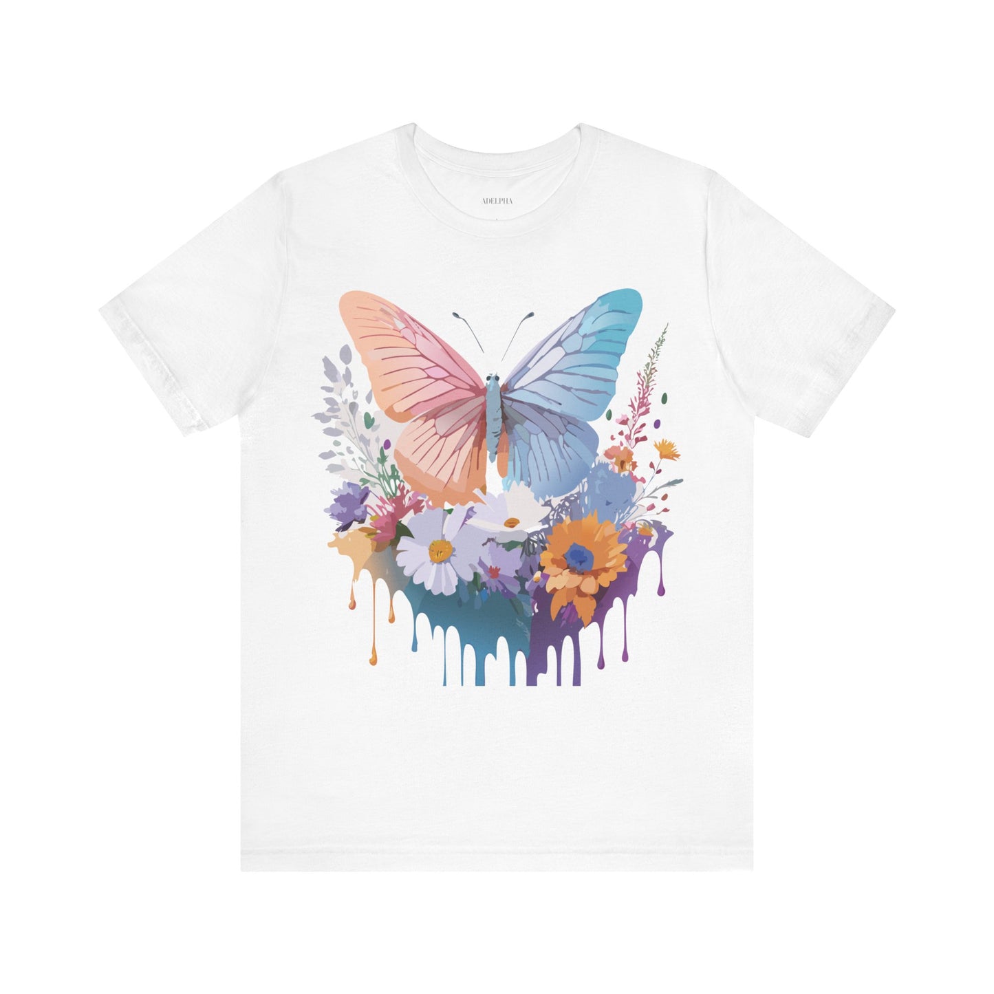 Natural Cotton Tee Shirt with Butterfly