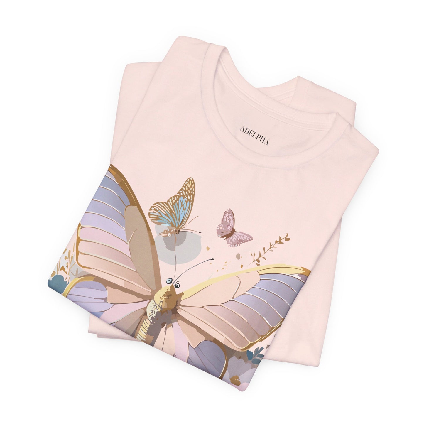 Natural Cotton Tee Shirt with Butterfly