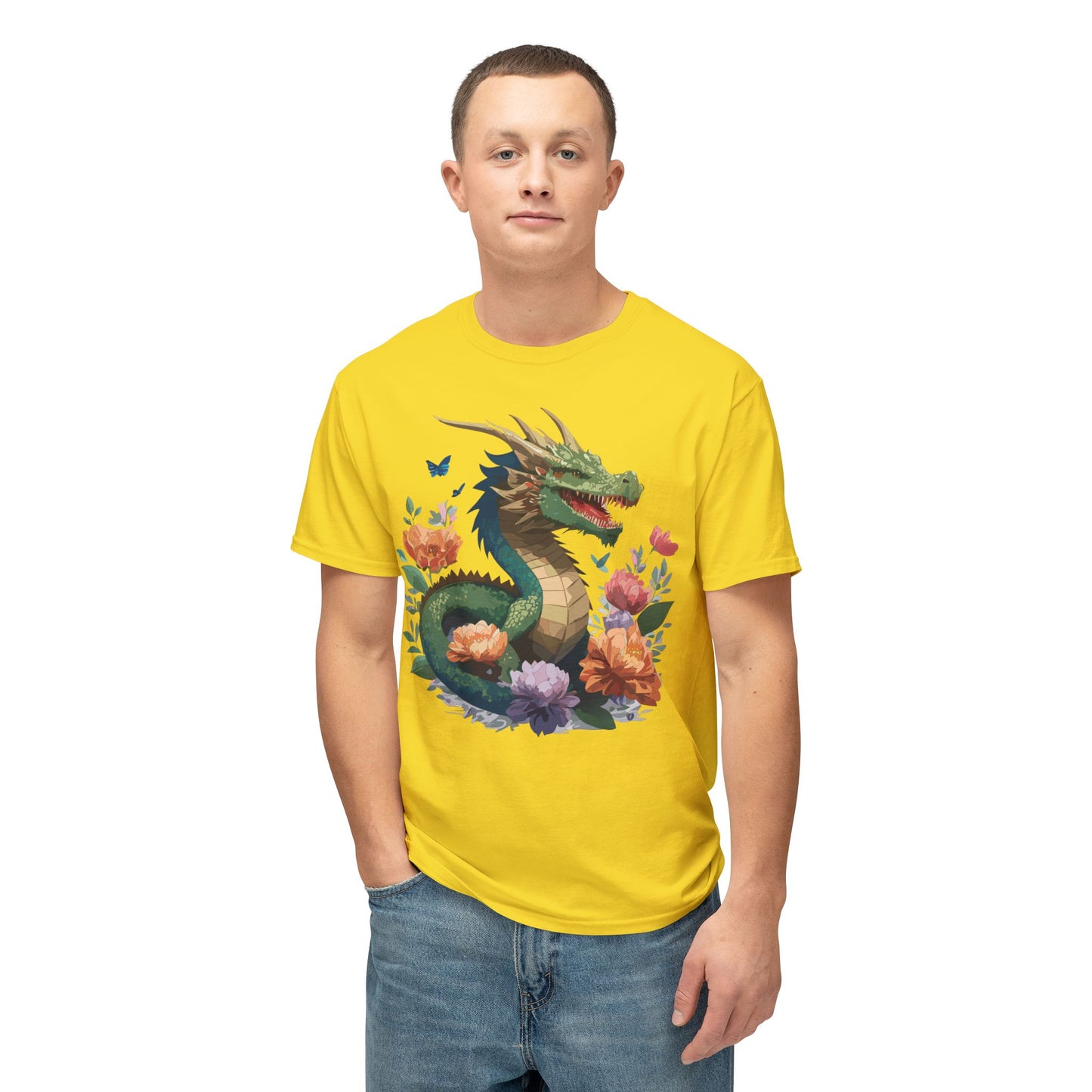 Dragon T-Shirt, Vintage Dragon Tee, Floral Tees, Dragon Art Design Shirt, Tee Shirt with Dragon 6