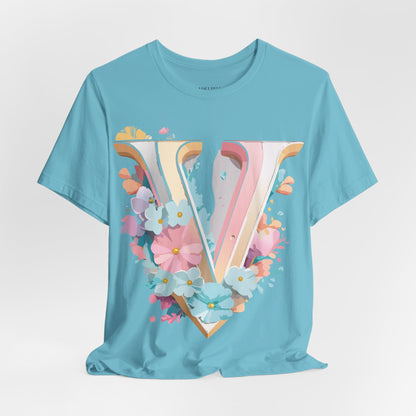 Natural Cotton Tee Shirt - Letters Collection - V Printify