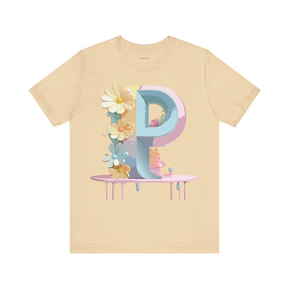 Natural Cotton Tee Shirt - Letters Collection - P Printify