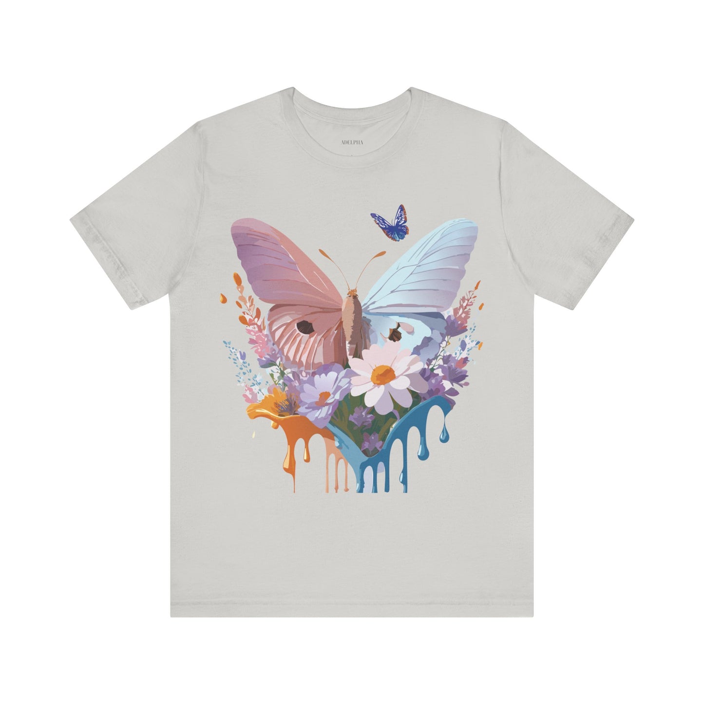 Natural Cotton Tee Shirt with Butterfly