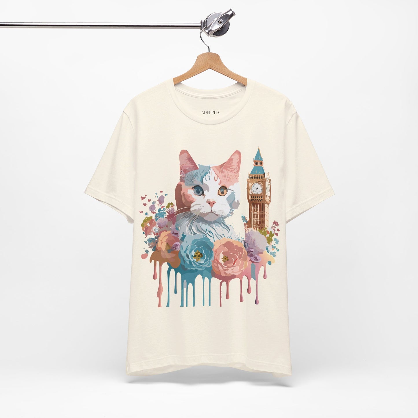 Natural Cotton Tee Shirt with Cat