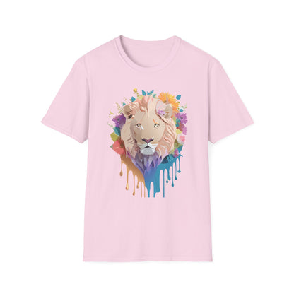 Unisex Lion Shirt Floral Lion Tee Softstyle Gildan 64000 100 Percent Cotton